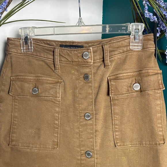 Banana republic 4 Tan Button-Front Denim Skirt - Picture 5 of 7